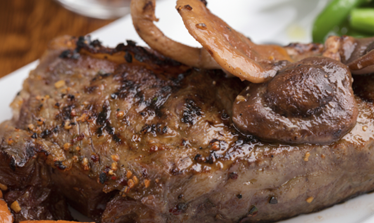 Pan Seared Rib-eye with mushrooms
